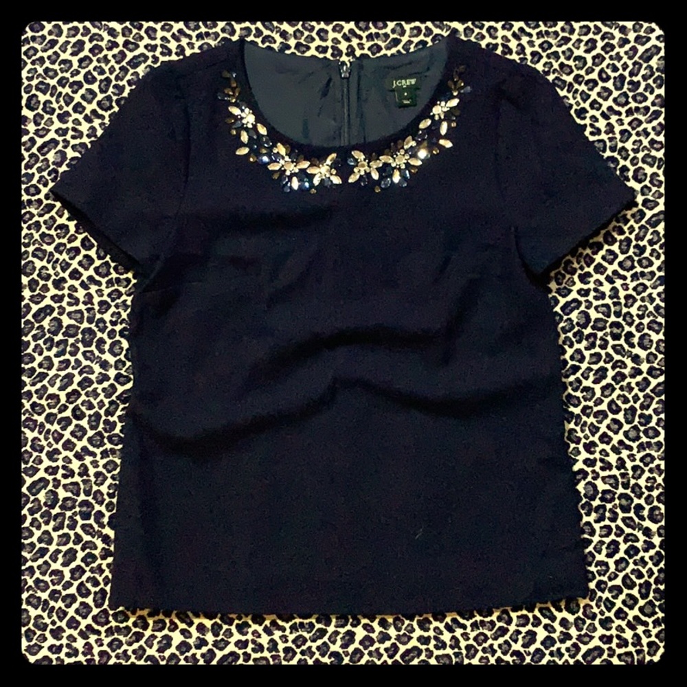 J. Crew rhinestone collar shell top